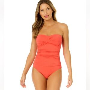 Anne Cole women’s live in color twist front shirred one piece